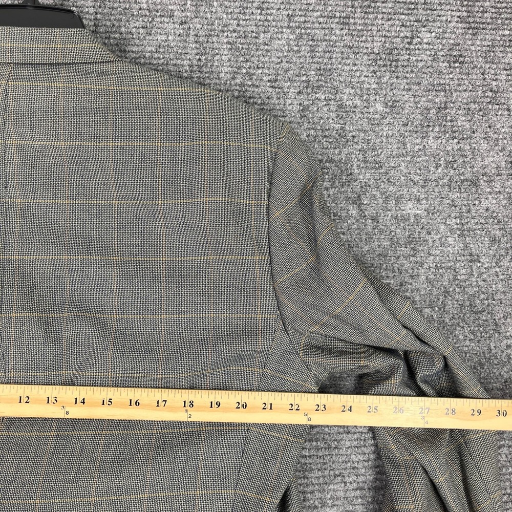 Bill Blass Windowpane Gorpcore Preppy Plaid Wool Blazer Jacket Mens 42 - Picture 9 of 14